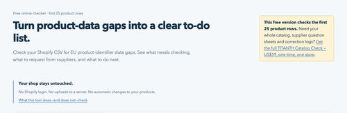 TITANTH Catalog Check: runs in your browser, files stay on your device